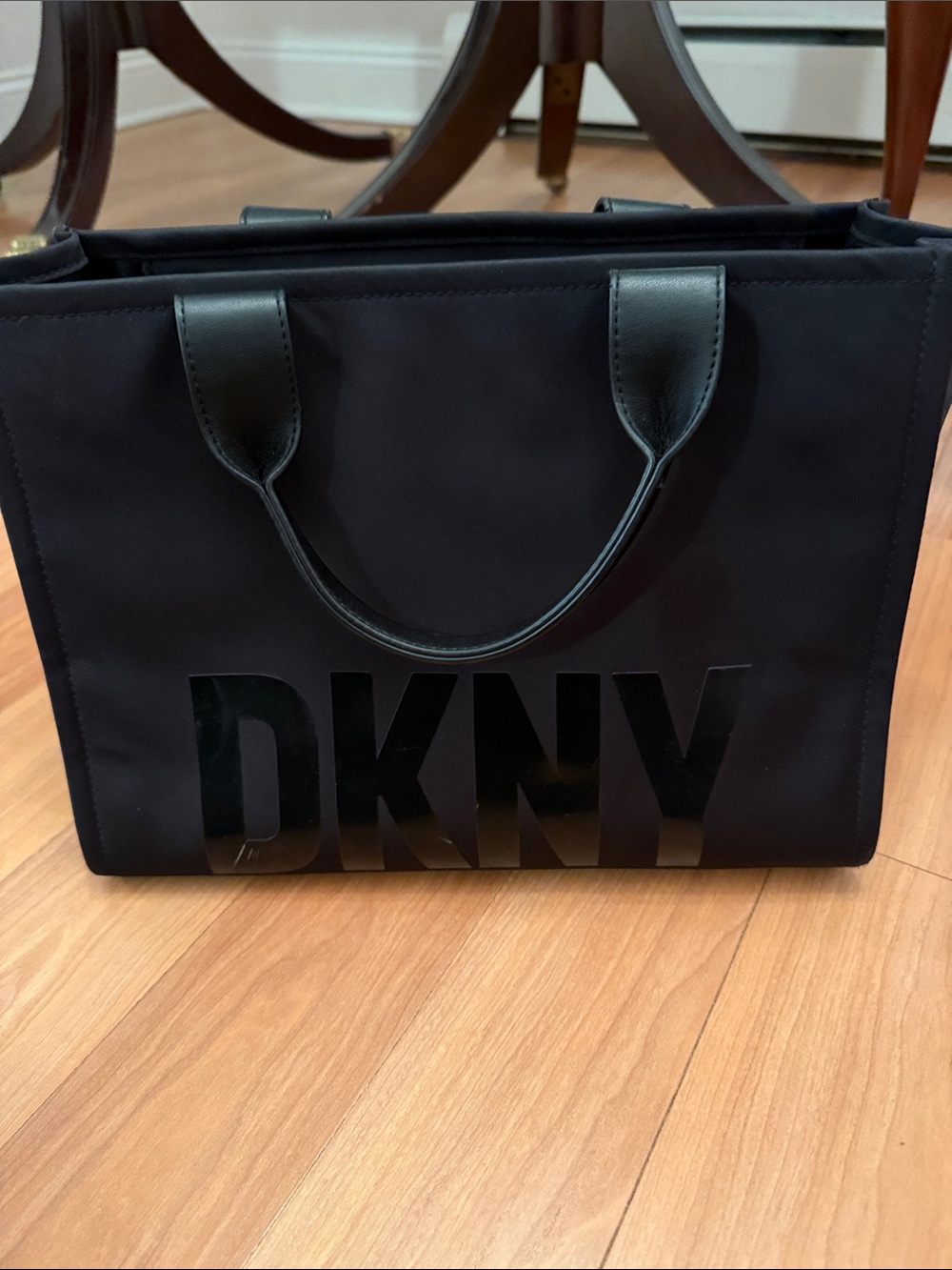 DKNY Black Nylon Laptop Tote with Gloss Logo